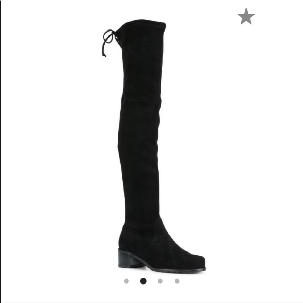 Stuart Weitzman Midland Black Suede Over The Knee Low Block Heel Boots 8.5 M